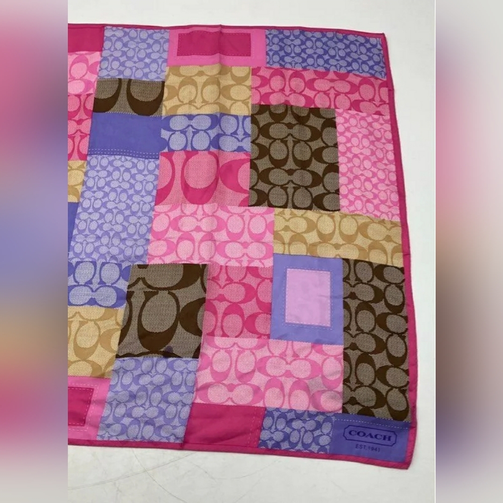 NEW Coach Designer Women's Signature C Multi-Color Bandana Scarf Wrap NWT - Picture 4 of 9